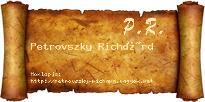 Petrovszky Richárd névjegykártya