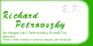 richard petrovszky business card